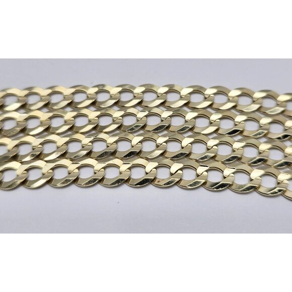 Unique 10K Karat Solid Yellow Gold Flat Curb Link Chain Necklace - 22.50" Length - Picture 11 of 15